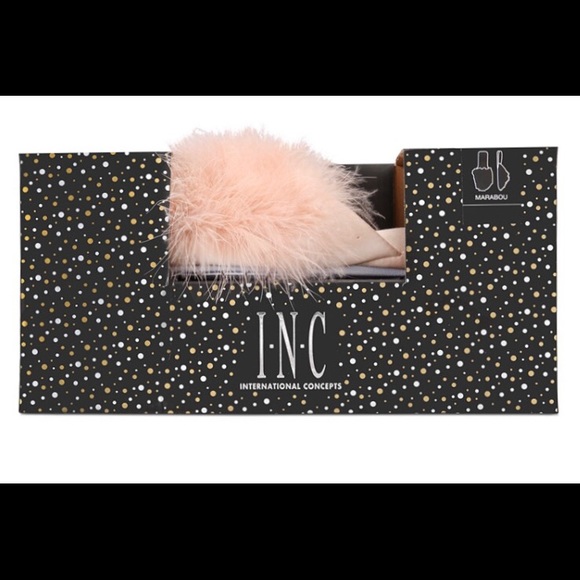 INC Wedge Faux Marabou Slippers S M L - Picture 5 of 5